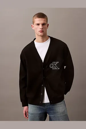Calvin Klein Kardigan z logo z podwójnej ściągaczowej dzianiny