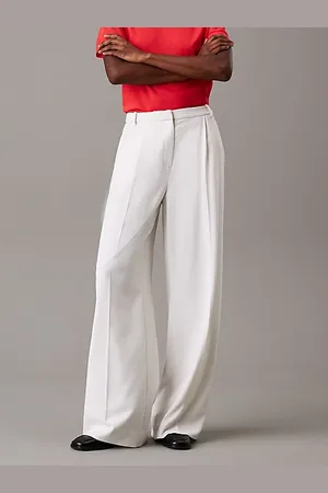 Calvin Klein Spodnie z szerokimi nogawkami z twillu