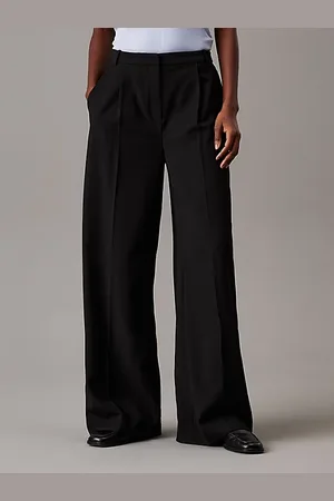 Calvin Klein Spodnie z szerokimi nogawkami z twillu