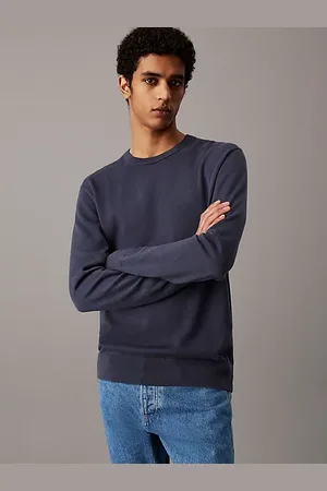 Calvin Klein Sweter z gładkiej bawełny z monogramem