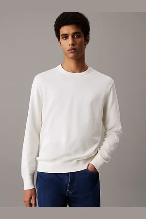 Calvin Klein Sweter z gładkiej bawełny z monogramem