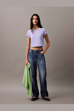 Calvin Klein Wąski T-shirt z monogramem