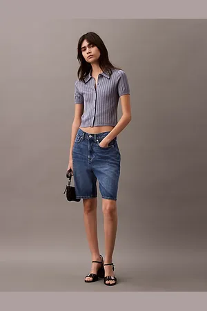 Calvin Klein Top polo o skróconym kroju z gładkiej dzianiny