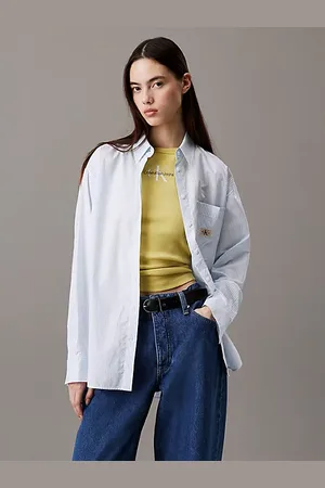 Calvin Klein Swobodna koszula z bawełnianej popeliny