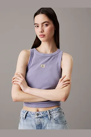 Calvin Klein Wąski top bez rękawów ze ściągaczowej bawełny