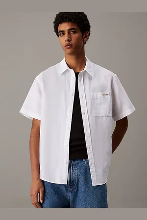 Calvin Klein Koszula z krótkim rękawem z lnu i bawełny