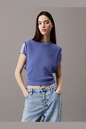 Calvin Klein Swobodny top z bawełnianej i lnianej dzianiny