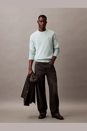 Calvin Klein Sweter z gładkiej bawełny z monogramem