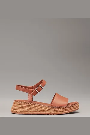Calvin Klein Skórzane sandały espadryle na platformie
