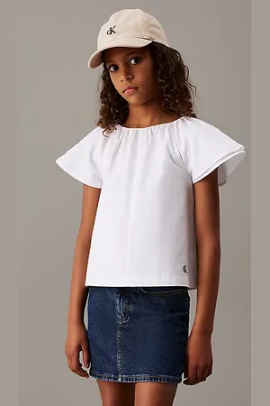 Calvin Klein Swobodna marszczona bluzka z popeliny