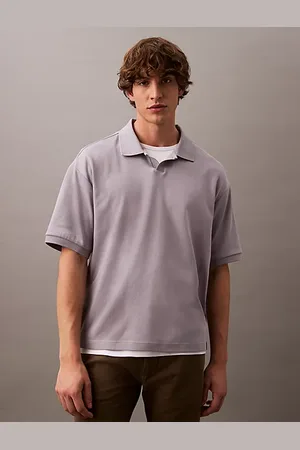 Calvin Klein Swobodna koszulka polo z bawełny ściągaczowej