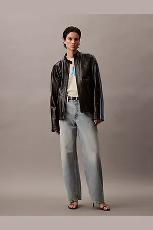 Calvin Klein Swobodna kurtka skórzana zapinana na zamek