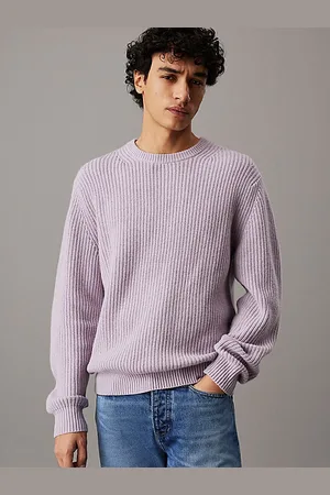 Calvin Klein Sweter z okrągłym dekoltem o ściągaczowym splocie z mieszanki wełny