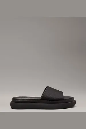 Calvin Klein Klapki na platformie z żakardu z logotypem