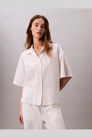 Calvin Klein Góra od piżamy z popeliny bawełnianej