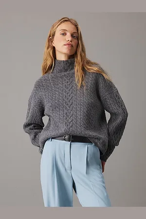 Calvin Klein Swobodny sweter o splocie warkoczowym
