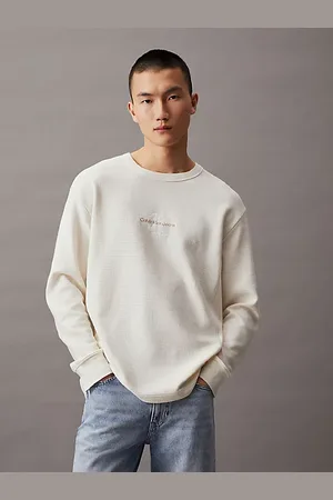 Calvin Klein Luźny T-shirt z długim rękawem o waflowej fakturze