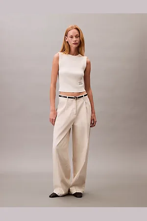 Calvin Klein Miękka prążkowana kamizelka z okrągłym dekoltem