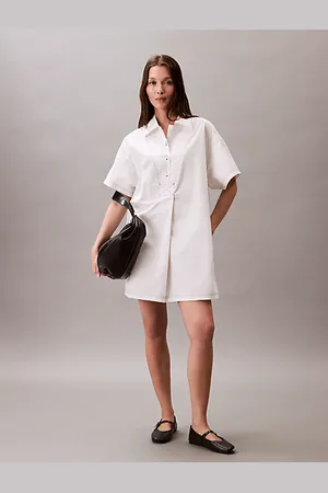 Calvin Klein Szmizjerka mini z bawełnianego diagonalu