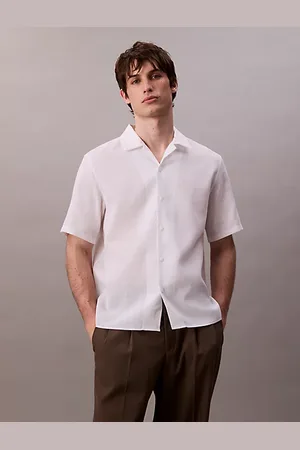 Calvin Klein Lniana koszula z krótkim rękawem