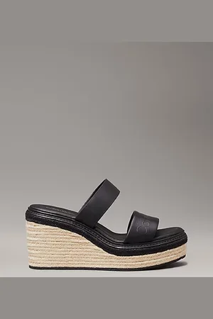 Calvin Klein Skórzane sandały espadryle na koturnie
