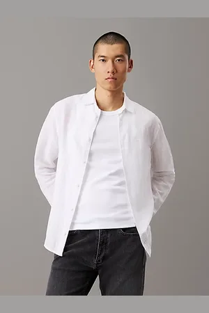 Calvin Klein Koszula z lnu i bawełny w paski