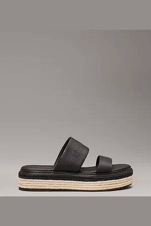 Calvin Klein Skórzane sandały espadryle na platformie