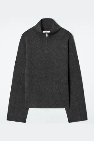 COS Sweter Z Wełną Merynosową Z Krótkim Suwakiem