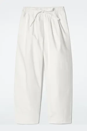 COS Cotton Tapered Drawstring Trousers in