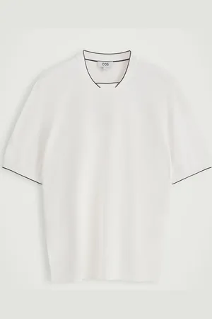 COS Dzianinowy T-Shirt Z Kontrastującymi Detalami