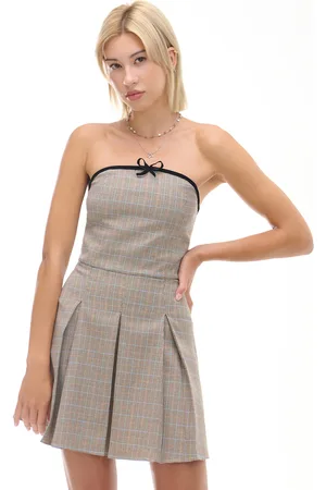 Cropp Sukienka mini w kratę z plisami