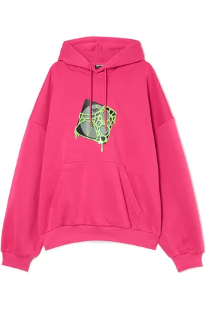 Cropp Różowa bluza hoodie z nadrukiem