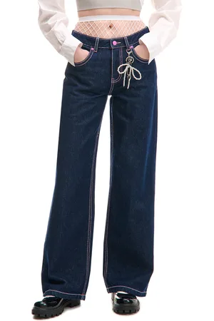 Cropp Granatowe jeansy baggy low waist w stylu vintage