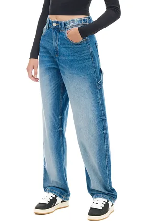 Cropp Niebieskie jeansy skater z wysokim stanem