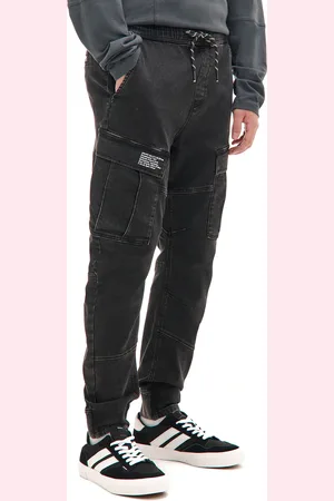 Cropp Szare jeansy jogger z kieszeniami cargo