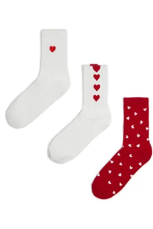 Cropp 3 pack walentynkowych skarpet w serduszka