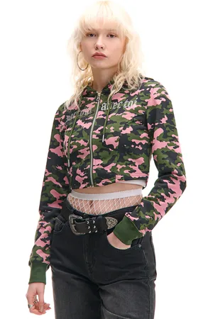 Cropp Wzorzysta bluza moro z kapturem