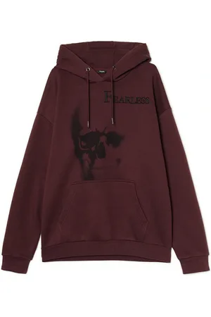 Cropp Bordowa bluza z czaszką
