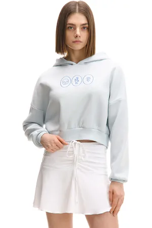 Cropp Błękitna bluza z kapturem i haftami