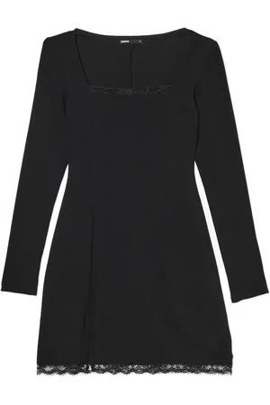 Cropp Czarna sukienka mini z koronką