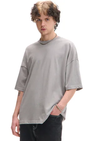 Cropp Jasnoszary basicowy T-shirt o kroju boxy