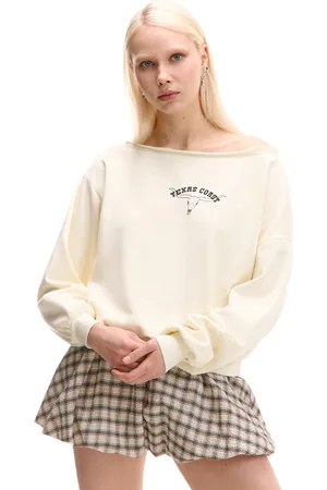 Cropp Beżowa bluza z asymetrycznym dekoltem