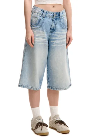 Cropp Jeansowe szorty bermudy z efektem sprania