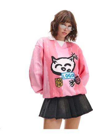 Cropp Różowa bluza oversize z kołnierzykiem