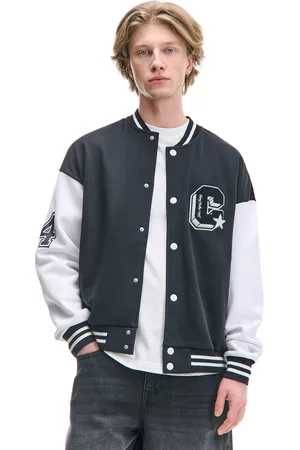 Cropp Czarna bluza bomber w stylu college UNISEX