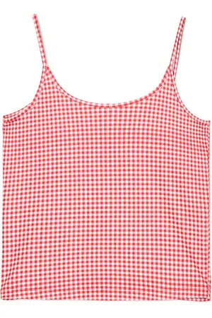 Cropp Dopasowany crop top w czerwoną kratę