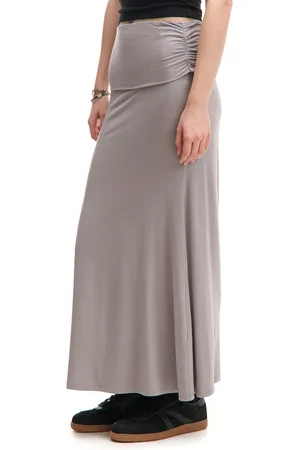 Cropp Jasnoszara spódnica maxi z wiskozą