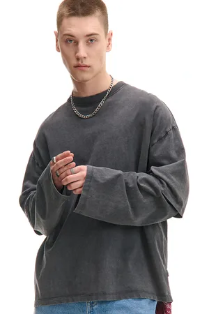 Cropp Szara koszulka longsleeve z efektem sprania