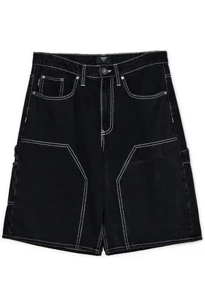 Cropp Jeansowe szorty baggy z kontrastowymi przeszyciami