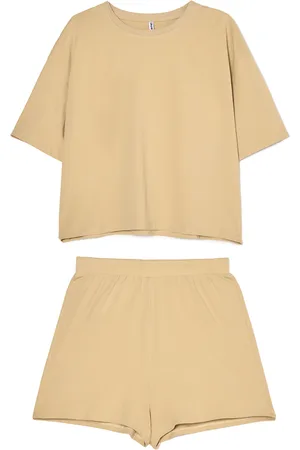 Cropp Beżowa dwuczęściowa piżama basic